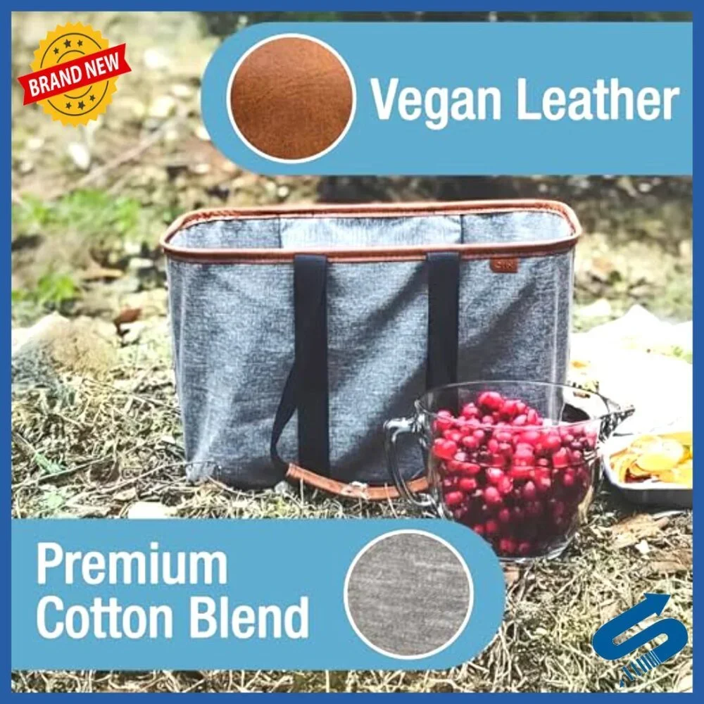 Collapsible Reusable Tote Bag Organizer Reinforced Bottom Travel Storage
